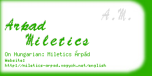 arpad miletics business card